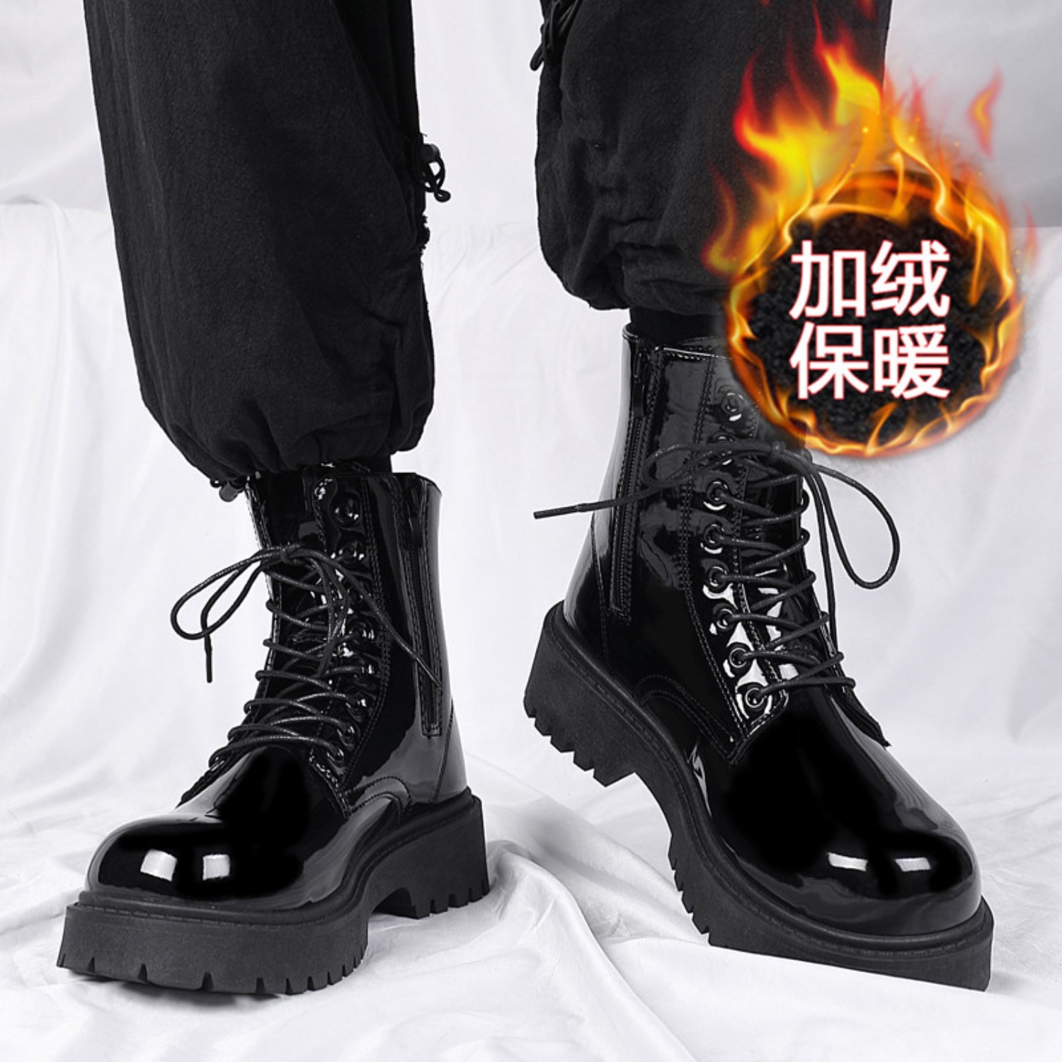 Men'S Fashion News - Warme Plüsch-High-Top-Stiefel für Herren, Winterstiefel mit