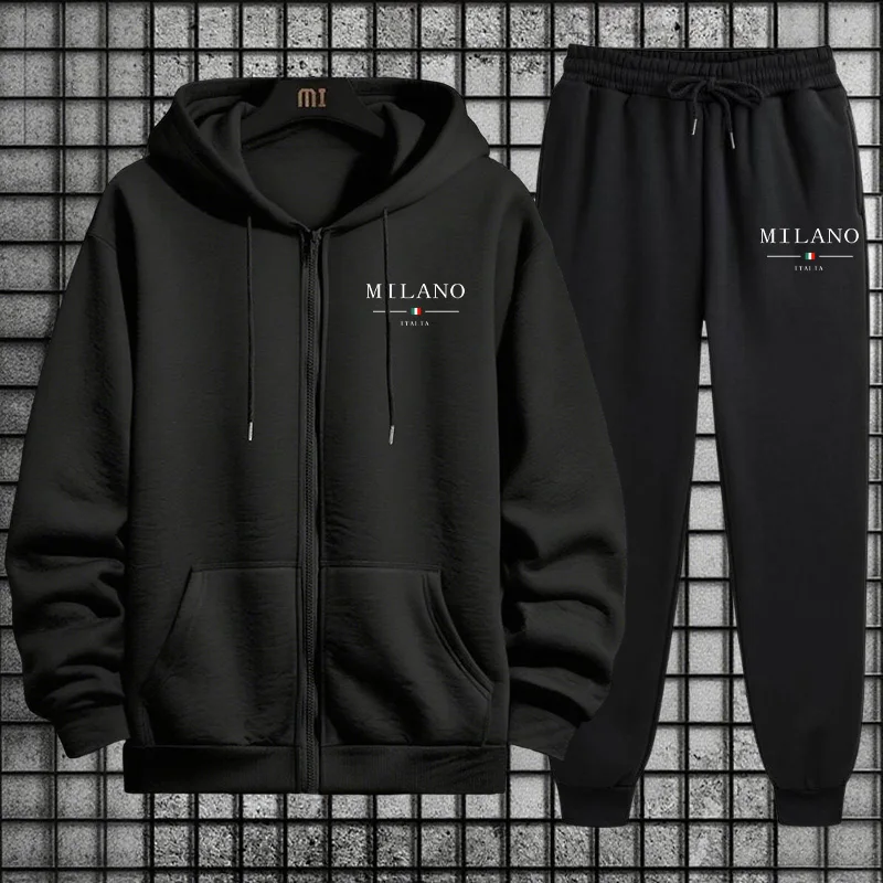 Mens Fashion Zip Up Hoodies - Frühling 2026 Herren-Trainingsanzug: Lässige, hochwertige Sportbekleidung