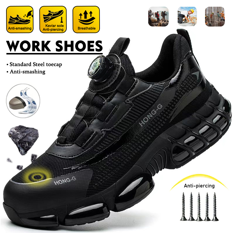 Mens Fashion Trainers - Modische drehbare Knopf-Bergarbeiterstiefel, architektonische Sicherheitsstiefel für
