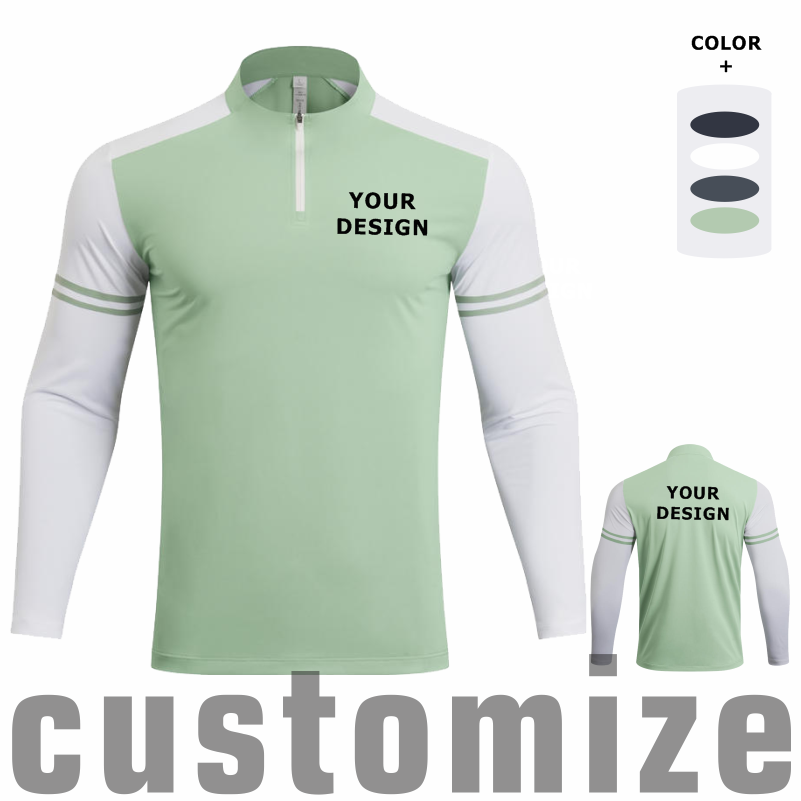 Men'S Fashion T Shirts - Maßgeschneidertes DIY Langarm-T-Shirt mit Halbem Reißverschluss