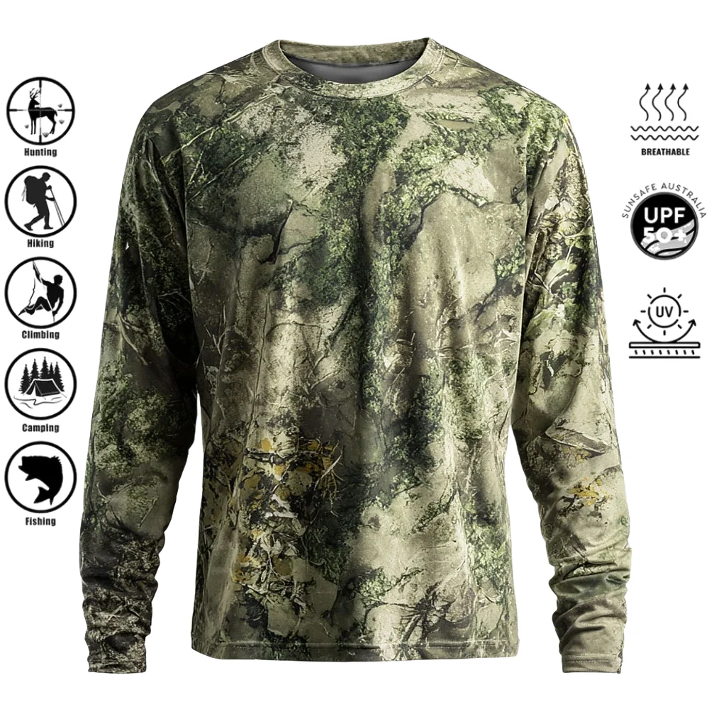 Men'S Fashion T Shirts - Herren Langarm-T-Shirt aus Polyester mit 3D-Camo-Druck,