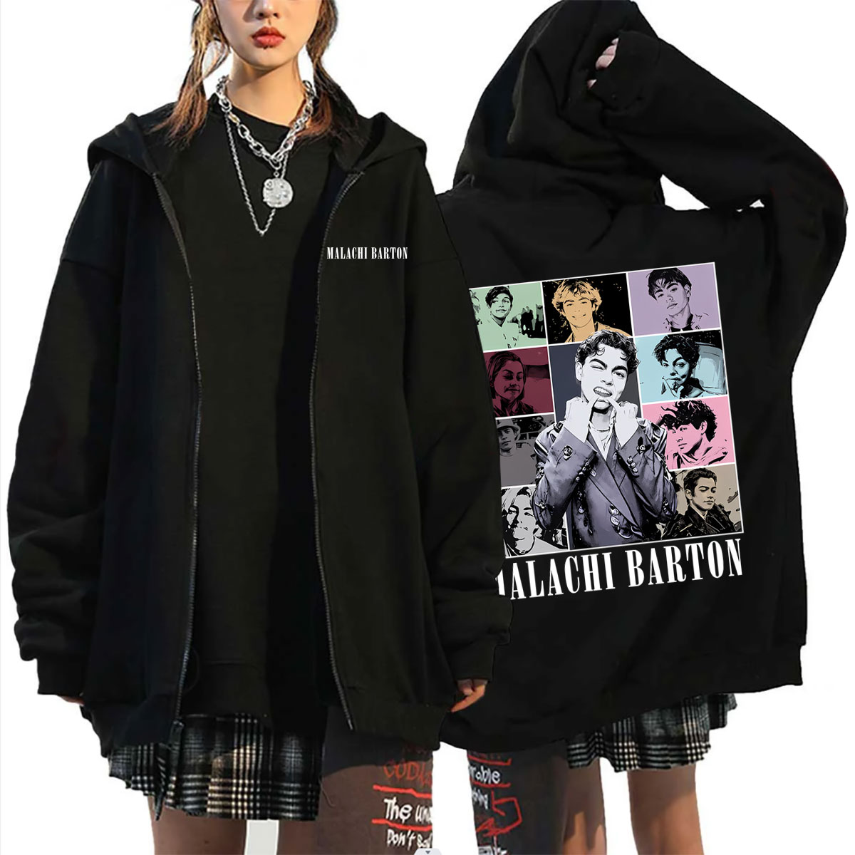 Mens Fashion Zip Up Hoodies - Malachi Barton Grafik-Kapuzenpullover mit Reißverschluss für