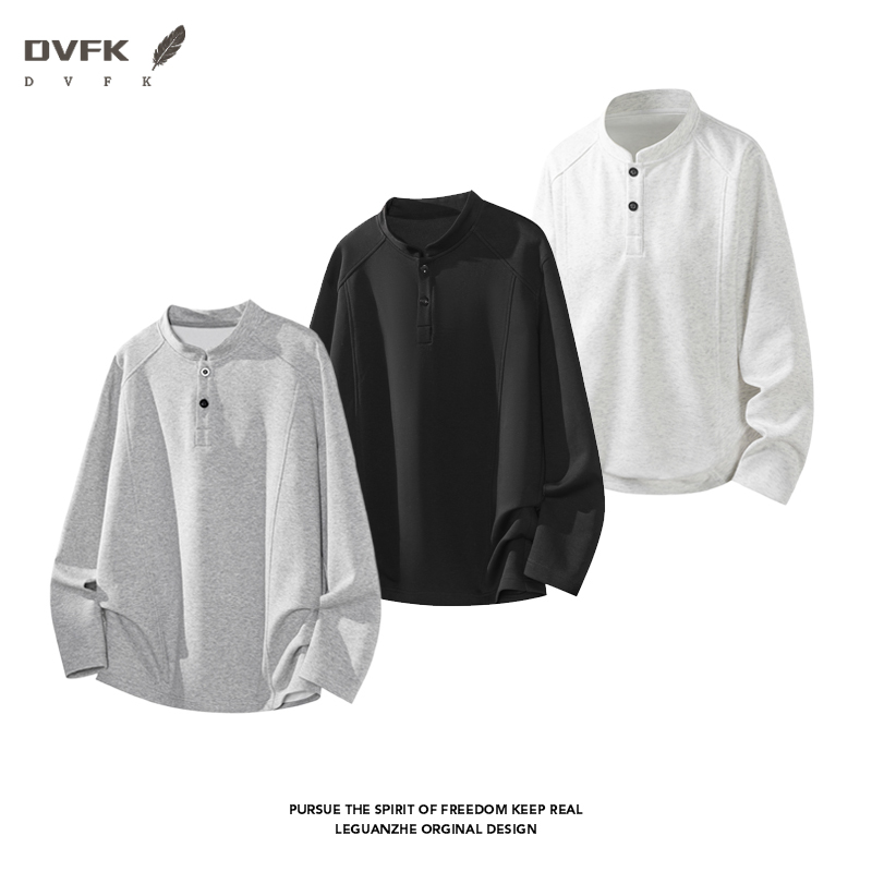 Mens Fashion Summer - Herren Raglanärmel Henley Langarmshirt mit halben