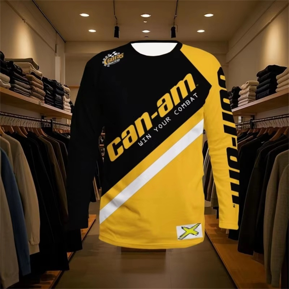 Men'S Fashion T Shirts - Motorrad-Renn-Langarm-T-Shirt mit Rundhalsausschnitt für Männer und