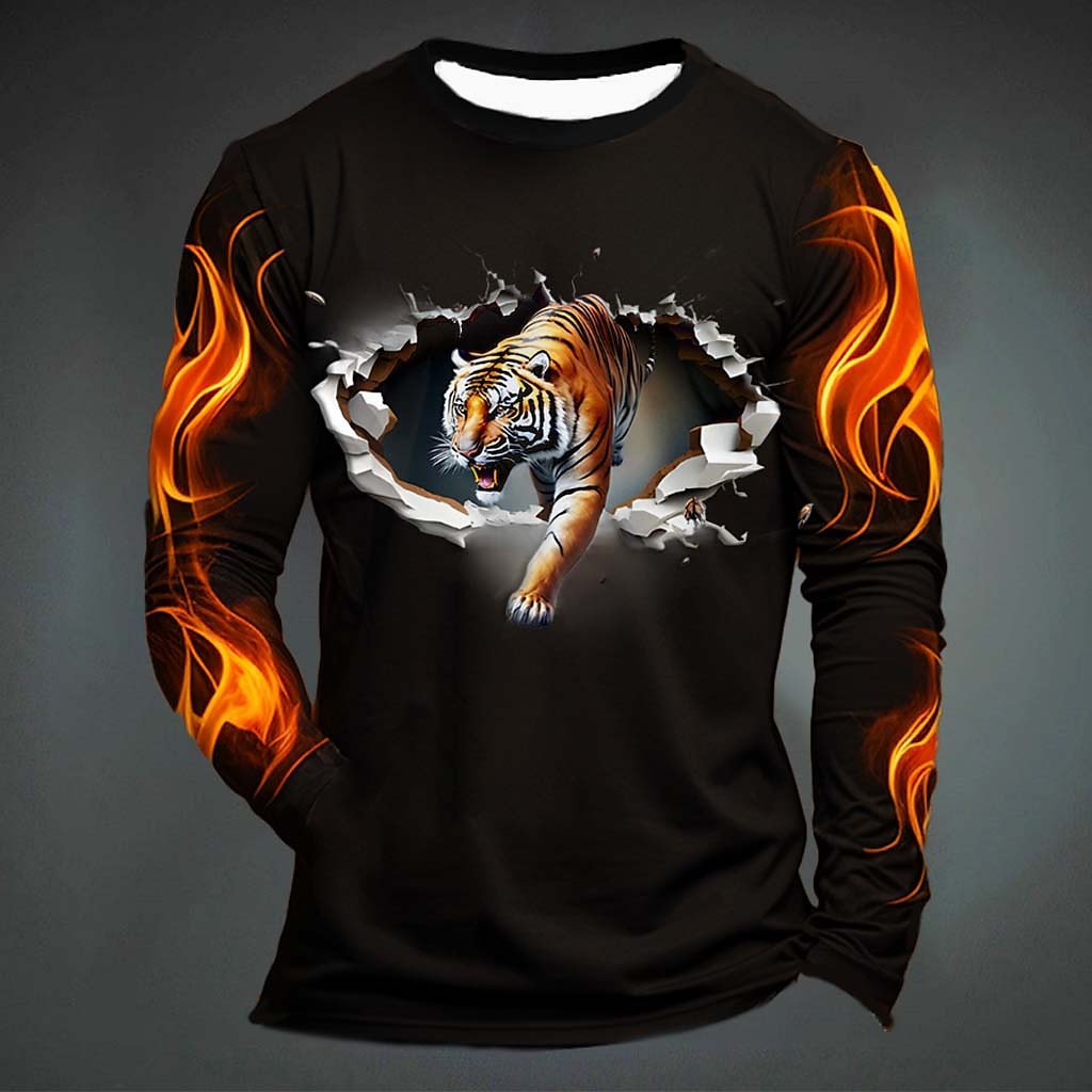 Lustiges Tiger-Print-T-Shirt f – Mens Fashion Clothes Bewertung und Preis