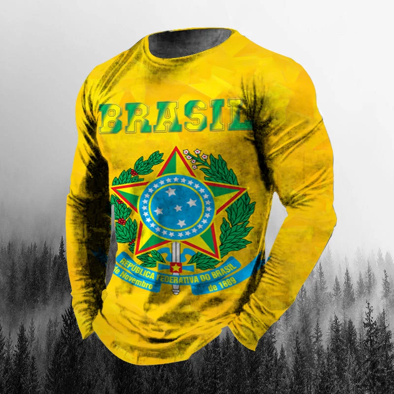 Vintage Brasilien-Flagge 3D-Dr – Men'S Fashion T Shirts Bewertung und Preis