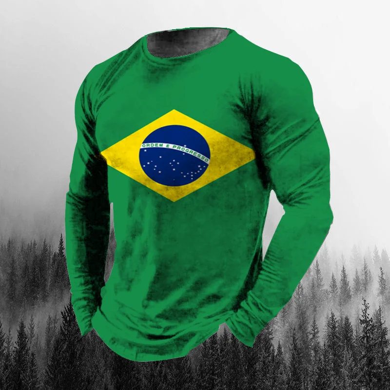Vintage Brasilien-Flagge 3D-Dr – Men'S Fashion T Shirts Bewertung und Preis