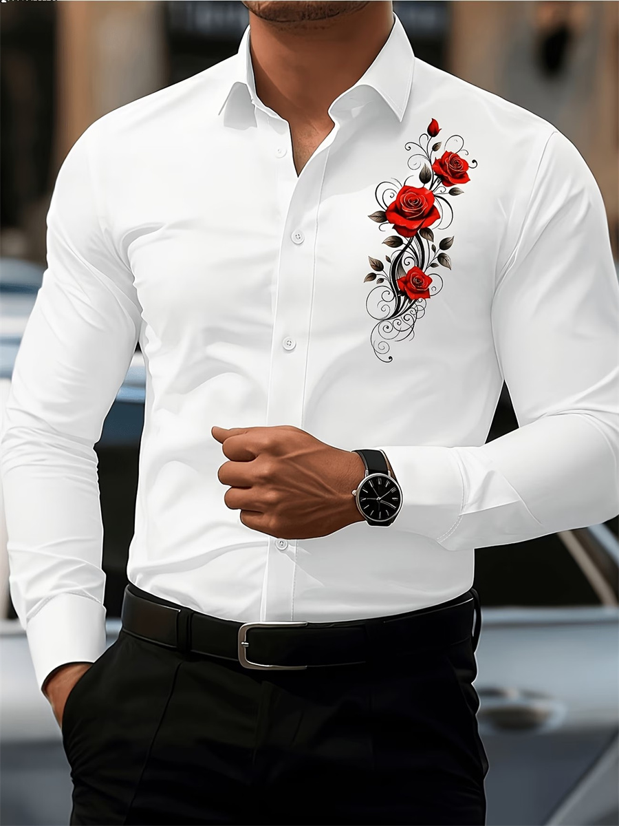 Herren Langarmhemd mit rotem R – Mens Fashion Clothes Bewertung und Preis